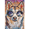 Vymalujsisam.sk Maľovanie podľa čísiel - Husky s okuliarmi Veľkosť: 40x60cm, Rám: Bez rámu, iba zrolované plátno