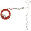 Flamingo Tie Out Stake Igla 46cm - kovový kolík na uviazanie psa, s 7,5m oceľovým výcvikovým lanom a tlmičom