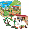 Súprava PLAYMOBIL 71252: Klietky pre králiky, zvieratá, stromček a dievča