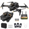 Skladací dron čierny s HD 1080P kamerou, plastový, s 2 batériami 1800 mAh
