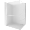 Mexen Kioto+, sprchová zástena Walk-In s poličkou a vešiakom 100 x 200 cm, 8mm sklo námraza, biely profil, 800-100-121-20-30