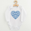 Detské body s potlačou New Baby Ľudový vzor modré srdiečko - 68 (4-6m)