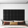 Vidaxl Nástenné panely 12 ks čierne 30 x 30 cm umelá koža 1,08 m²