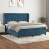 zahrada-XL Posteľný rám boxsping s matracom tmavomodrý 160x200 cm zamat 3129403