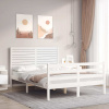 Prolenta Maison Exclusive Biely malý dvojitý rám postele z masívneho dreva s čMaison Exclusive