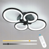 LED STROPNÉ SVIETIDLO ČIERNY LUSTER 4 KRUHOVÝ MODERNÝ S DIAĽKOVÝM OVLÁDANÍM A OVLÁDANÍM CEZ APLIKÁCIU 36W