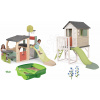 Set hracie centrum a domček na pilieroch Multisport Fun Center Life Smoby so 150 cm šmykľavkou a pieskovisko s krytom
