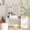 vidaXL Toaletný stolík s LED svetlami 100x40x135 cm MDF lesklý biely - Biela - 108946-187786