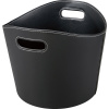 Kôš na krbové drevo z PU kože, čierna, 23 l, pr. 39 x 31 cm