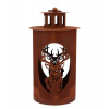 daan kromhout Hrdzavý antik plechový lampáš jeleň Deer - Ø 14*26 cm - daan kromhout