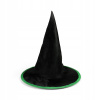 Rappa Halloween Klobúk Čarodejnica čierny so zeleným lemovaním pre deti 33