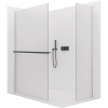 CERANO - Sprchová zástena Walk-in Crystal TL/P - 8 mm - bezvzperový systém + polička/držiak na uteráky - čierna matná, mliečne sklo - 140x100 cm