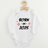 Detské body s potlačou New Baby BORN IN 2025 pink Biela 56 (0-3m)
