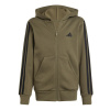 adidas 3-Stripe Essentials Full-Zip Hoodie Juniors Khaki/Black 7-8 Years