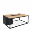 COSI Stôl s plynovým ohniskom COSI-typ Cosiloft 120 čierny rám / doska teak