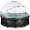 Bazén s krytom pieskovou filtráciou a tepelným čerpadlom Black Leather pool Exit Toys kruhový oceľová konštrukcia 427*122 cm čierny od 6 rokov