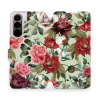 Flip pouzdro Mobiwear na mobil Samsung Galaxy A37 5G - MD06P, růže a květy na světle zelené (Knížkové flip pouzdro, obal, kryt na mobil Samsung Galaxy A37 5G, tenký design, silikonová vanička, stojáne