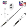 Hobby Life WB-1004 Bezdrôtová selfie tyč s Bluetooth s mini statívom a diaľkovým ovládaním, 18,5-67cm, bielo-čierna