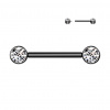 Titánový piercing do bradavky s vnútorným závitom a zirkónmi Amelia Farba: Čierna / číra, Velikost koncovky: 5 mm, Délka / Průměr: 14 mm