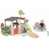 Set hracie centrum a hojdačka s pohyblivými ušami Multisport Fun Center Life Smoby so 150 cm šmykľavkou a basketbal s futbalovou bránkou