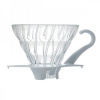 Hario Dripper V60-01 skleněný (VDG-01W), čirá/bílá (Skleněný dripper Hario VDG-01W, na 2 šálky)