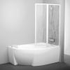 RAVAK VSK2 140, 89,5cm pravá vaňová zástena 2-dielna otváracia, rám biely - sklo Transparent