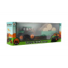 Traktor s vlekom s balíkama plast 30cm na zotrvačník 3 farby v krabici 33x12x9cm