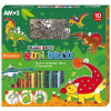 Amos Súprava farieb na sklo Dinosaurus 10 x 10,5 ml + 12 sklíčok