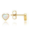 MINET Zlaté náušnice s malými srdiečkami a bielym opálom Au 585/1000 0,80 g JMG0306WGE00