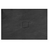 Rea Stone Black rohová akryl.sprchová vanička 80x120x3,5cm,štruk.kameň,ryh.dno,Čierna+sifó REA-K9602