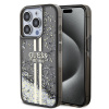 Guess Liquid Glitter Gold Stripes iPhone 15 Pro čierny