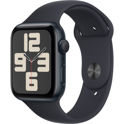 Apple Watch SE (2023), 44 mm, Tmavo atramentový športový remienok - S/M MRE73QC/A