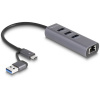 Delock 64282 viacportový USB-C® rozbočovač (USB 3.2 Gen 1) sivá; 64282