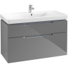 VILLEROY & BOCH Subway 2.0 závesná skrinka pod umývadlo, 2 zásuvky, 987 x 449 x 590 mm, Glossy Grey, A91510FP