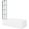 Mexen Vega obdĺžniková vaňa 160 x 70 cm s panelom a jednokrídlovou zástenou 50 cm, čierny vzor - 550116070X9505007077