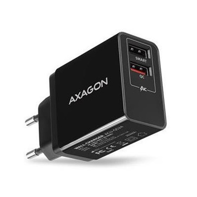 univerzálna USB nabíjačka Axagon ACU-QS24, 2x USB (QC+smart), 24W max. 3A, čierna Quick Charge
