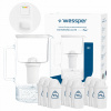 Sklenená filtračná kanvica Wessper D2 Borosilicate FF 3l biela + 10x filter