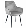 Jedálenská stolička SOLDEN zo zamatu so striebornosivým čalúnením a čiernymi nohami