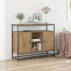 vidaXL Bočný stôl Artisan Dub 100x35x80 cm Zhotovený z dreva a ocele 862977