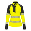 PORTWEST HIVIS PW3 T173 / Dámska reflexná mikina s 1/4 zipsom - HV žltá/čierna XXXL