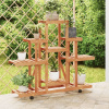 Stojan na kvetiny s kolieskami 110x25x101 cm masívna jedľa-ForU-362852
