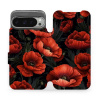 Flipové pouzdro Mobiwear - Google Pixel 9 Pro XL - VP45S Temné červené květy (Knížkové flip pouzdro, obal, kryt na mobil Google Pixel 9 Pro XL - VP45S Temné červené květy, materiál Umělá kůže + TPU -