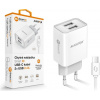 Chytrá síťová nabíječka ALIGATOR 2,4A, 2xUSB, smart IC, bílá, USB-C kabel CHA0043