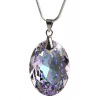 ART CRYSTELLA Retiazka, oválny prívesok, s fialovým ametistovým krištáľom SWAROVSKI®, 16 mm ART CRYSTELLA®