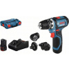 Bosch Professional GSR 12V-15 FlexiClick aku vrtací šroubovák, 12 V, 2 Ah Li-Ion vč. 2x aku, vč. nabíječky, vč. příslušenství, kufřík, 06019F6000