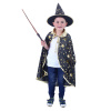 Detský plášť čierny s klobúkom čarodejnice