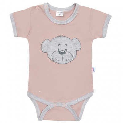 NEW BABY Dojčenské bavlnené body s krátkym rukávom New Baby BrumBrum Old pink grey Veľ. 74