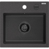 Mexen Milo žulový kuchynský drez 1-komorový 435 x 410 mm, čierny škvrnitý, sifón čierny - 6505441000-76-B