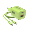 Nabíječka Forcell GaN III 33W + USB-C kabel - zelená (Rychlonabíječka Forcell F-Energy GaN III 33W - zelená nabíječka s USB-C, USB-A a silikonovým kabelem)