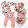 Baby Nellys Bavlnená sada 2D, body + polodupačky Ružičky, púdrovo ružová, veľ. 62, 62 (2-3m)